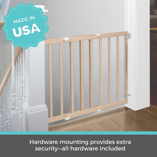 Toddleroo by North States - Stairway Swing Wooden Baby Gate: Wood Baby Gate for Stairs - Adjustable 28 to 42 Inches Wide - 30 Inches Tall