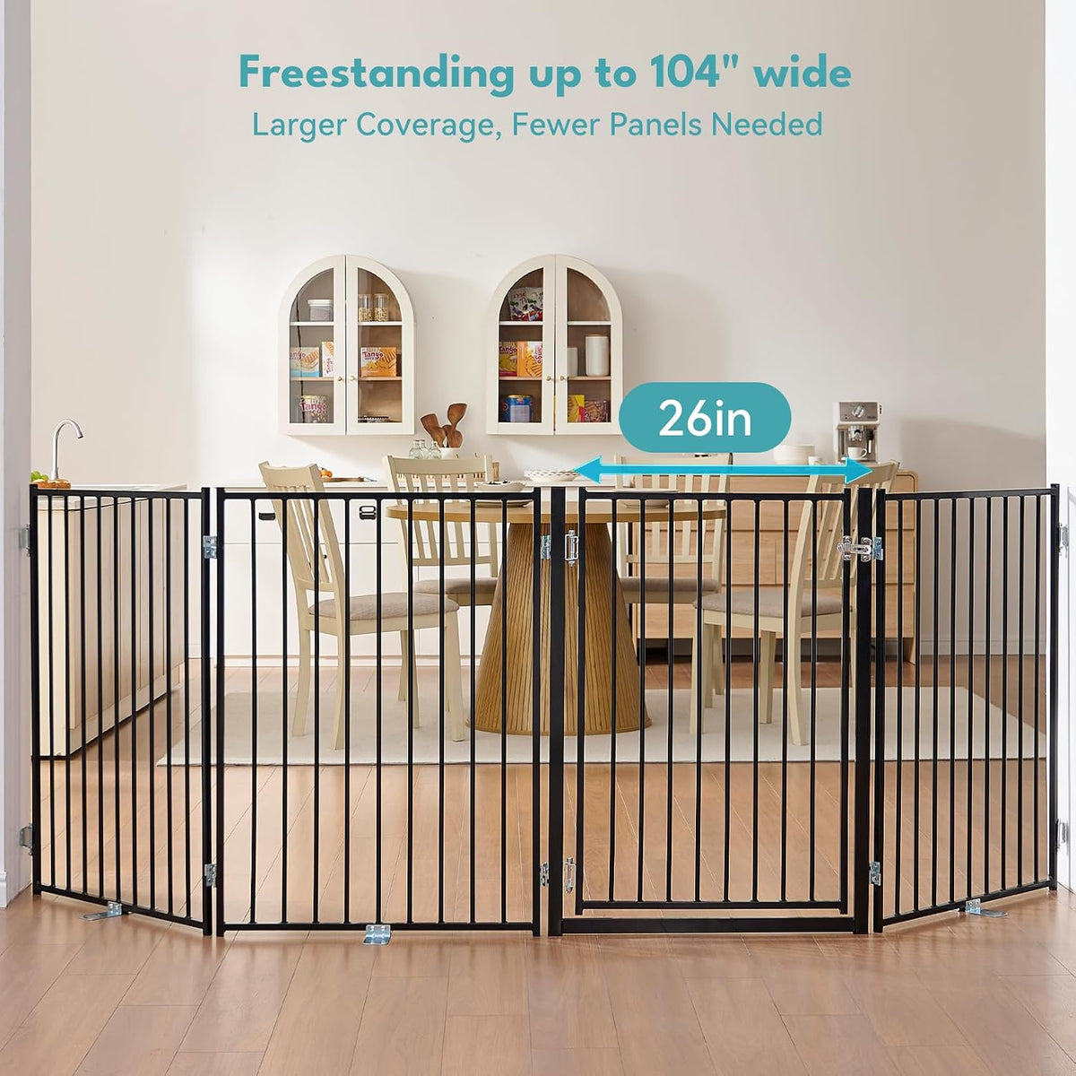 No Pawblems Freestanding Dog Gate with Door for Indoor & Outdoor, 36'' Tall