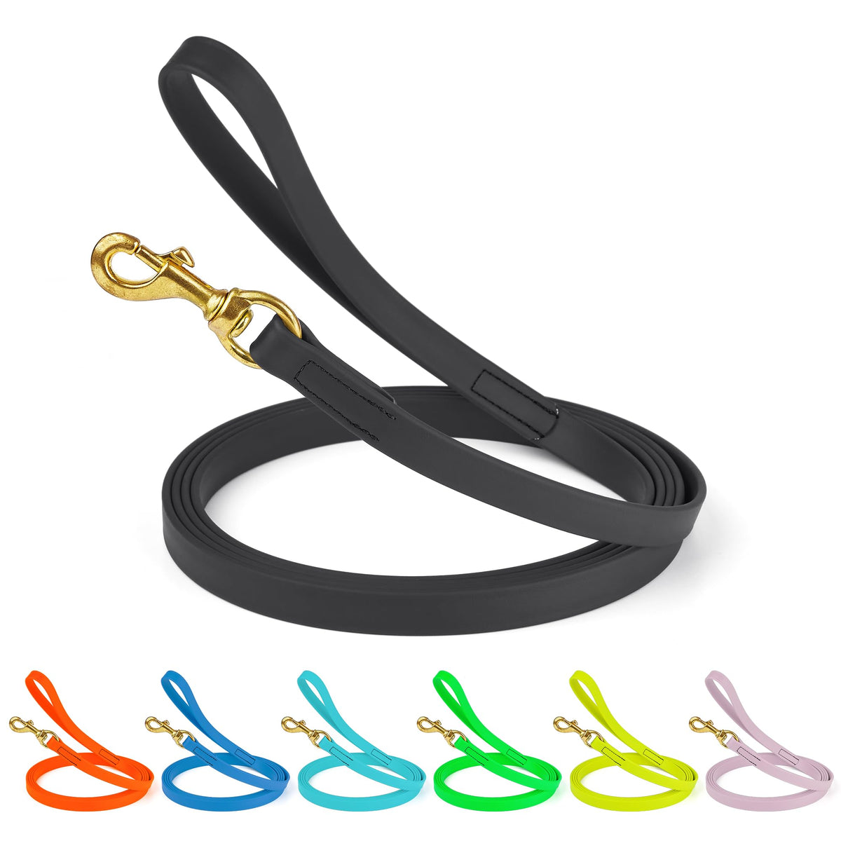 Viper Biothane K9 Working Dog Leash Waterproof Lead for Tracking Training Schutzhund Odor-Proof Long Line with Solid Brass Snap for Puppy Medium and Large Dogs 6ft, Black