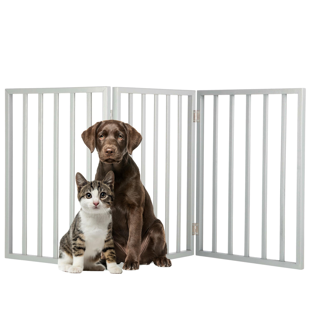 Pet Gate - 4-Panel Indoor Foldable Dog Fence for Stairs, Hallways, or Doorways - 72x24-Inch Wood Freestanding Dog Gates by PETMAKER (Black)