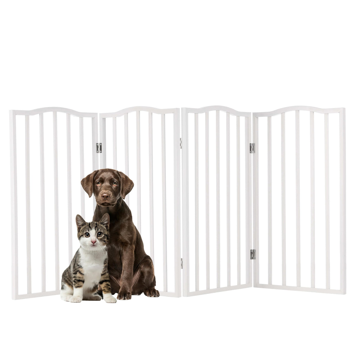 PETMAKER Pet Gate, 3 Panel Freestanding Dog Gate Indoor, Brown, 54” x 32”