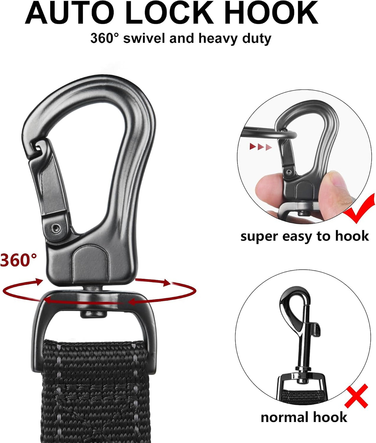 Twoear 6FT 1IN Heavy Duty Dog Leash for Large Dogs with 2 Padded Handles