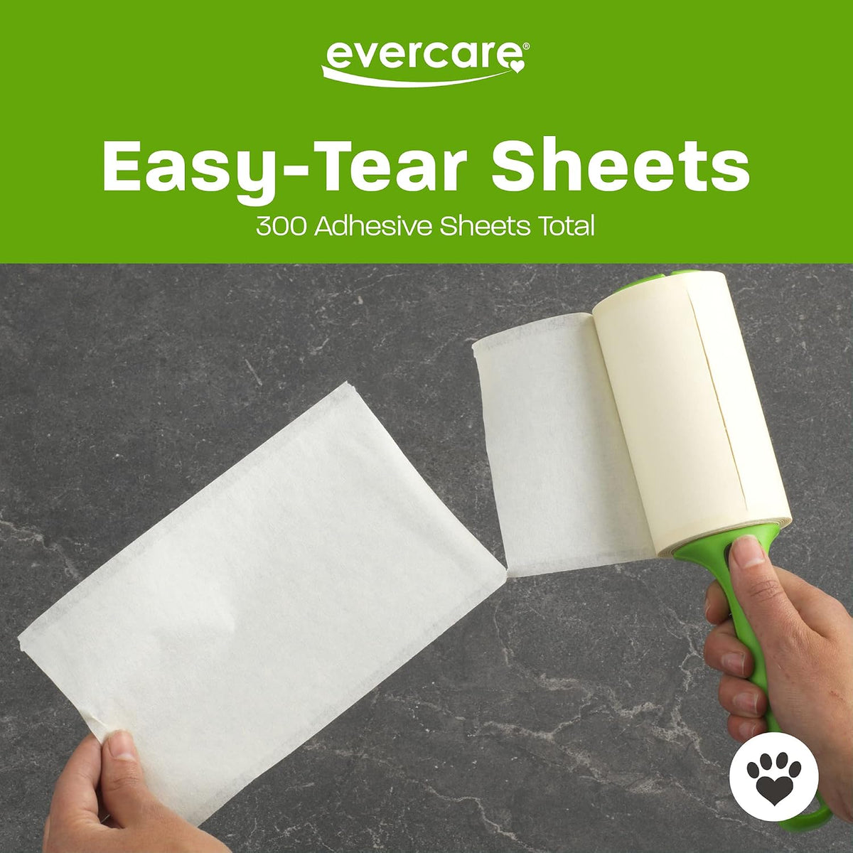Evercare Giant Extreme Stick Lint Roller Brushes with 60 Easy-Peel Sheets, Pack of 5 Refillable Lint Rollers for Hair and Debris (300 Sheets Total)