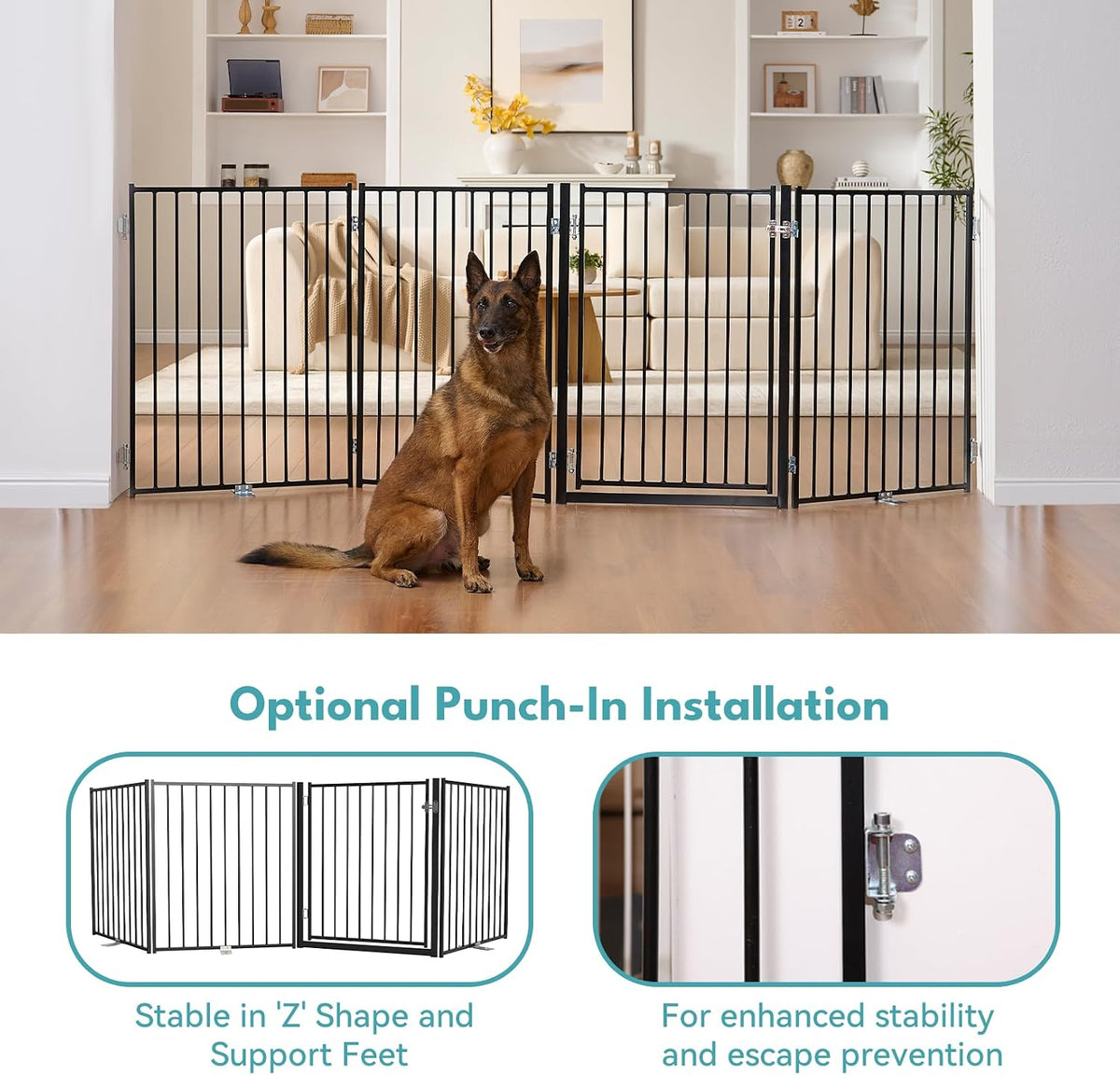 No Pawblems Freestanding Dog Gate with Door for Indoor & Outdoor, 36'' Tall