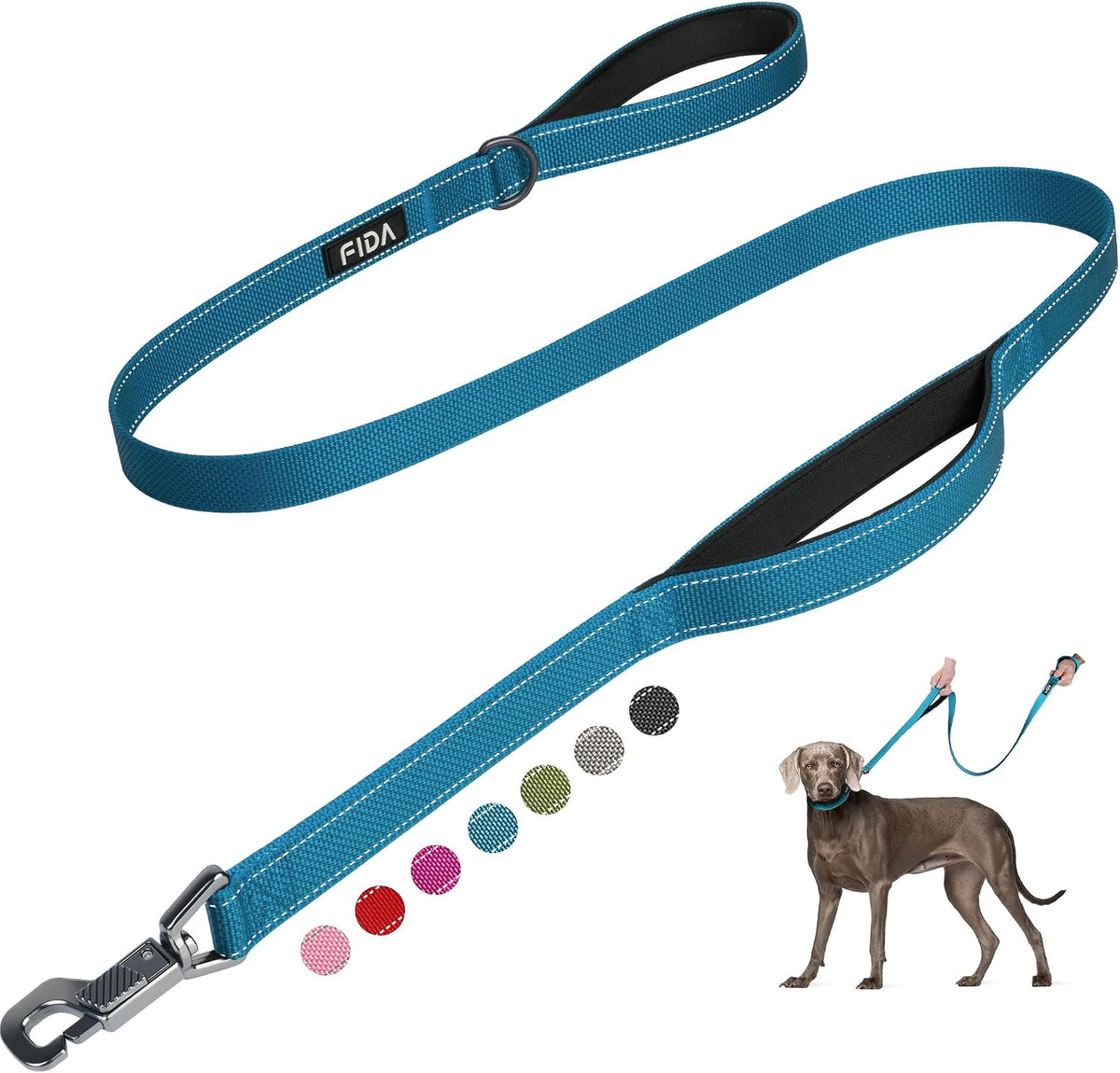 Fida Heavy Duty Dog Leash for Medium Large Dogs, 4 FT, Dual Padded Handles
