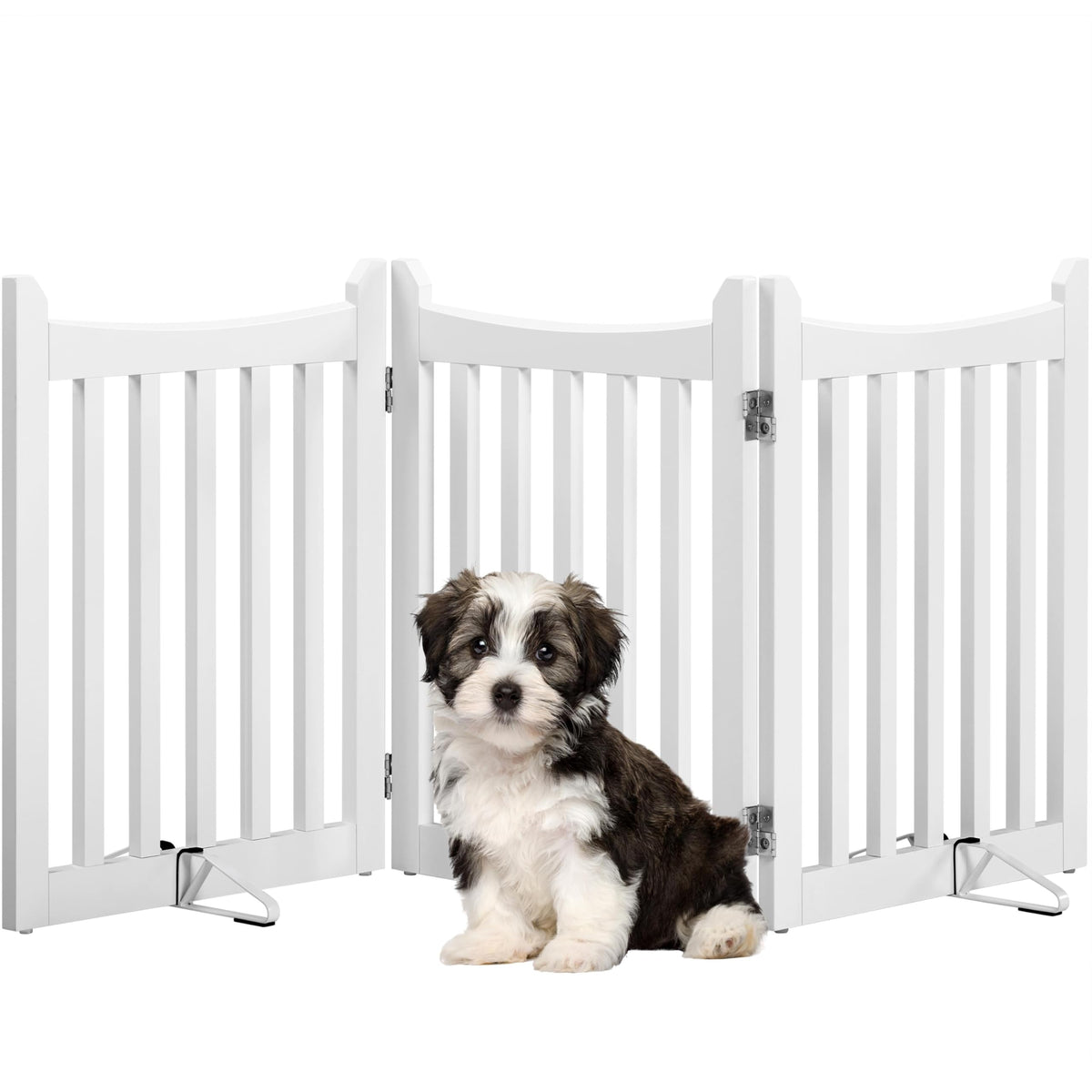 Yaheetech Freestanding Wooden Dog Gate, 3-Panel 24in H Pet Barrier Espresso