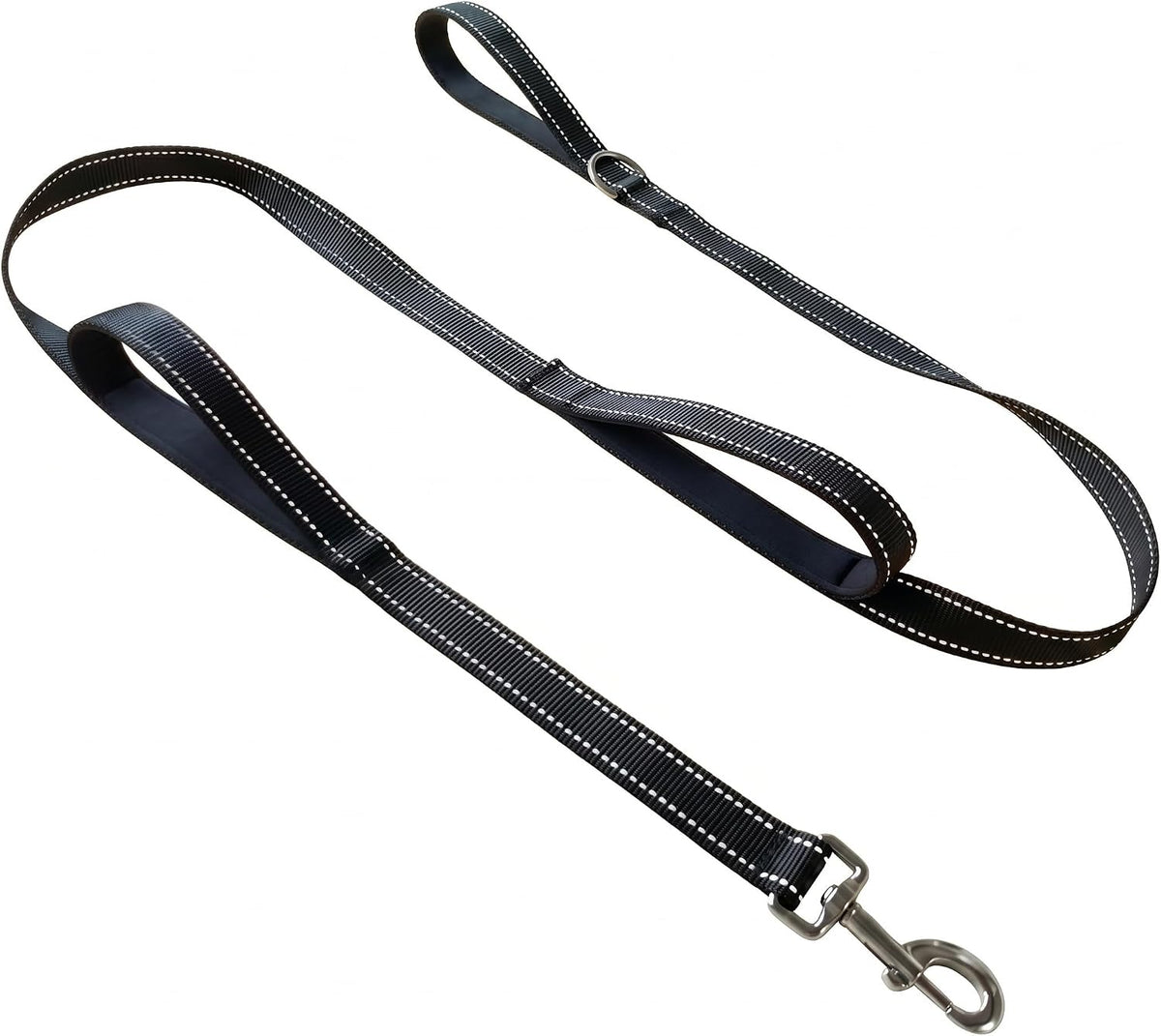 Triple Handle 6 ft Dog Leash with Padded Traffic Handles, Heavy Duty Reflective Walking Lead for Training Control, Strong Nylon Leashes for Medium Large Breed Dogs (Black)