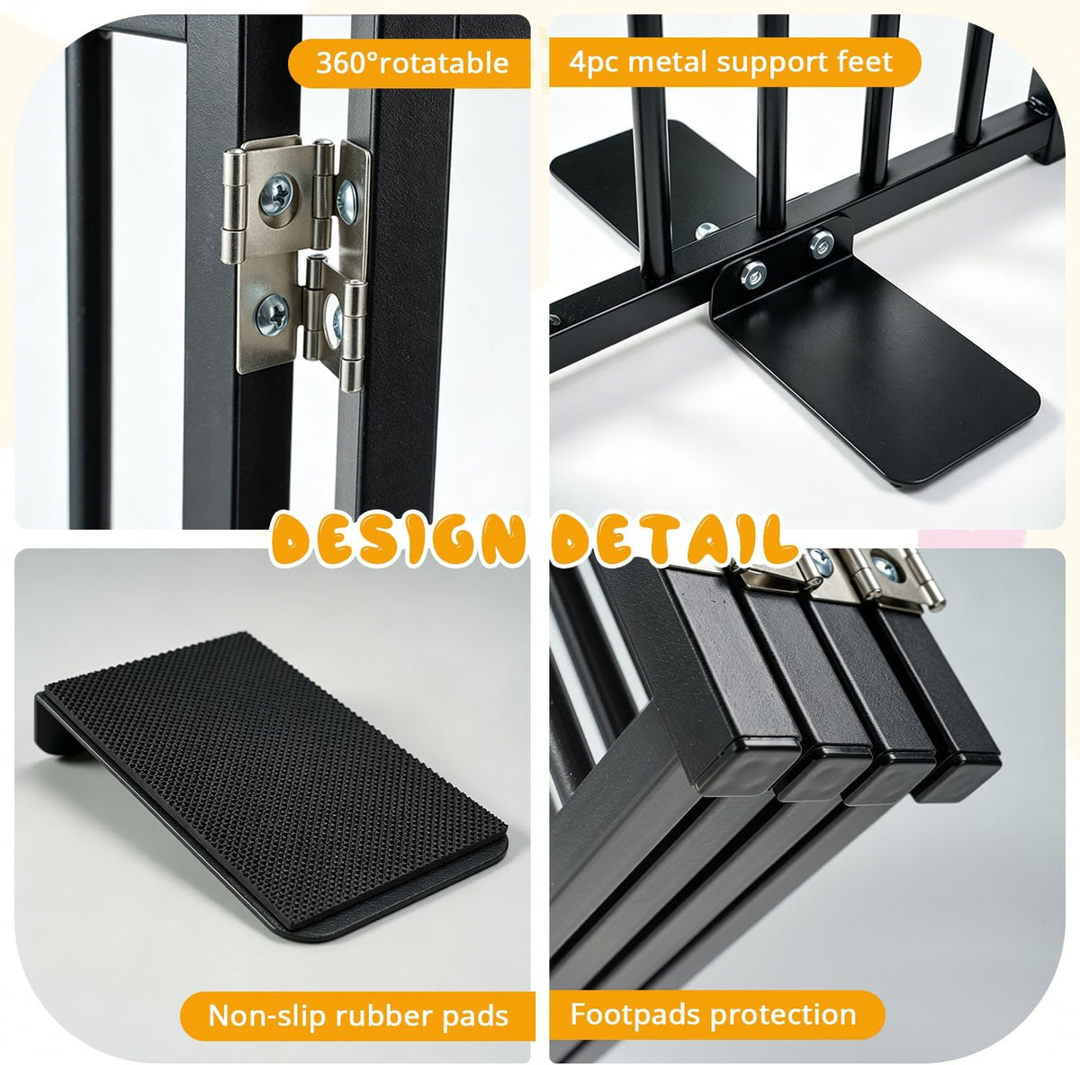 Free Standing Small Dog Gate Indoor, Short Foldable Dog Gate for Stairs