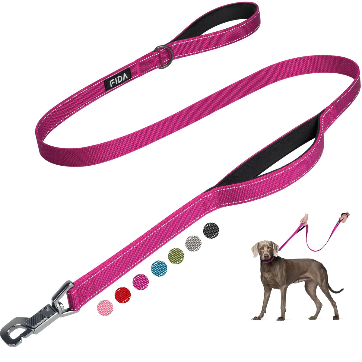 Fida Heavy Duty Dog Leash for Medium Large Dogs, 4 FT, Dual Padded Handles