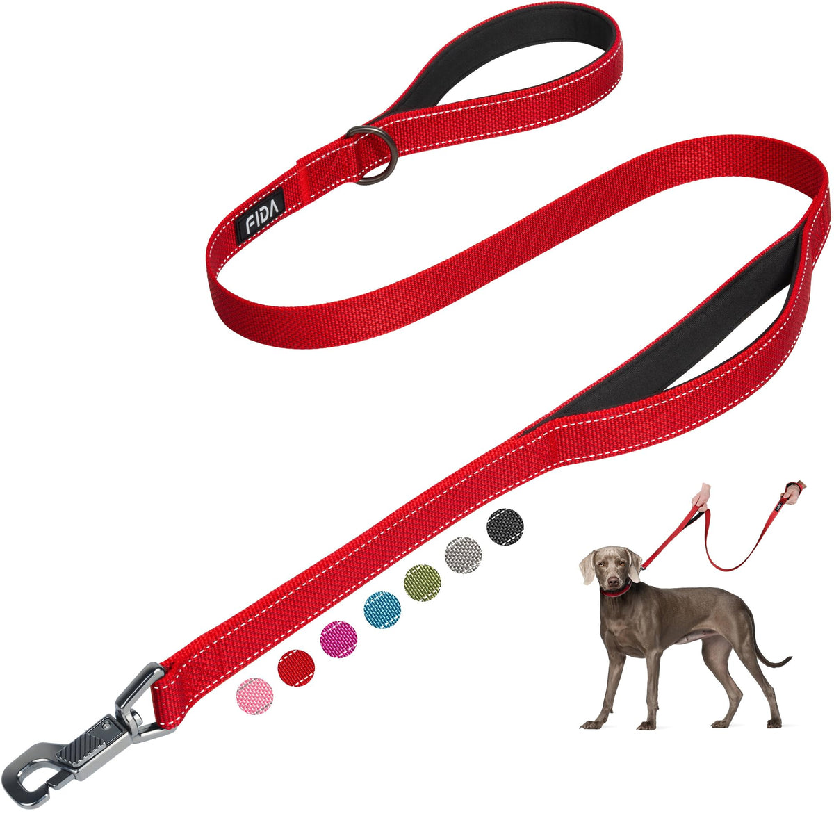 Fida Heavy Duty Dog Leash for Medium Large Dogs, 4 FT, Dual Padded Handles