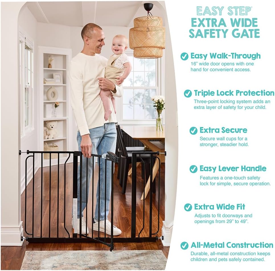 Regalo Safety 29"-49" Extra Wide Baby Gate, Bottom of Stairs & Doorways