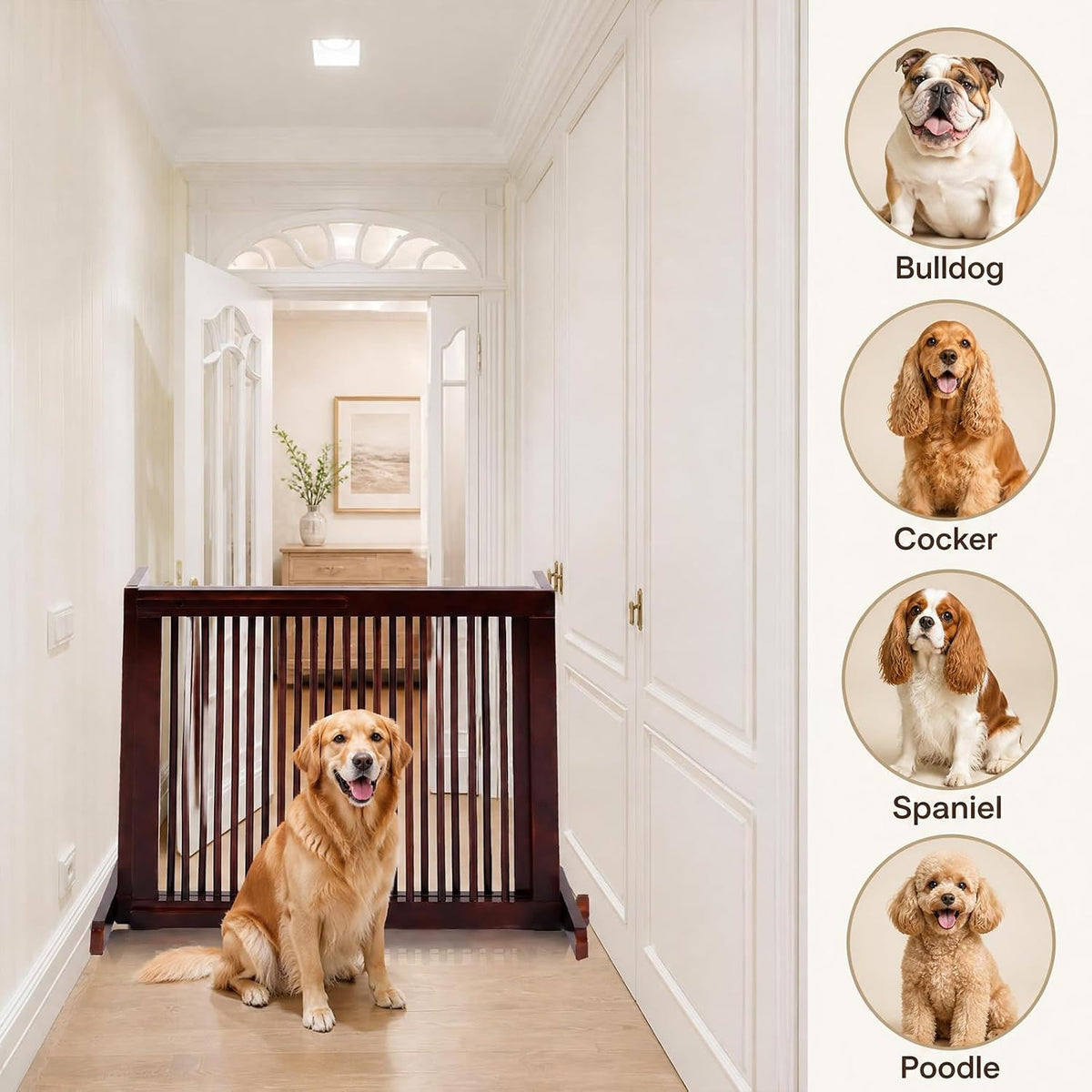 GIANTEX Freestanding Wood Dog Gate, 28''-80''L Expandable Extra Wide Fence