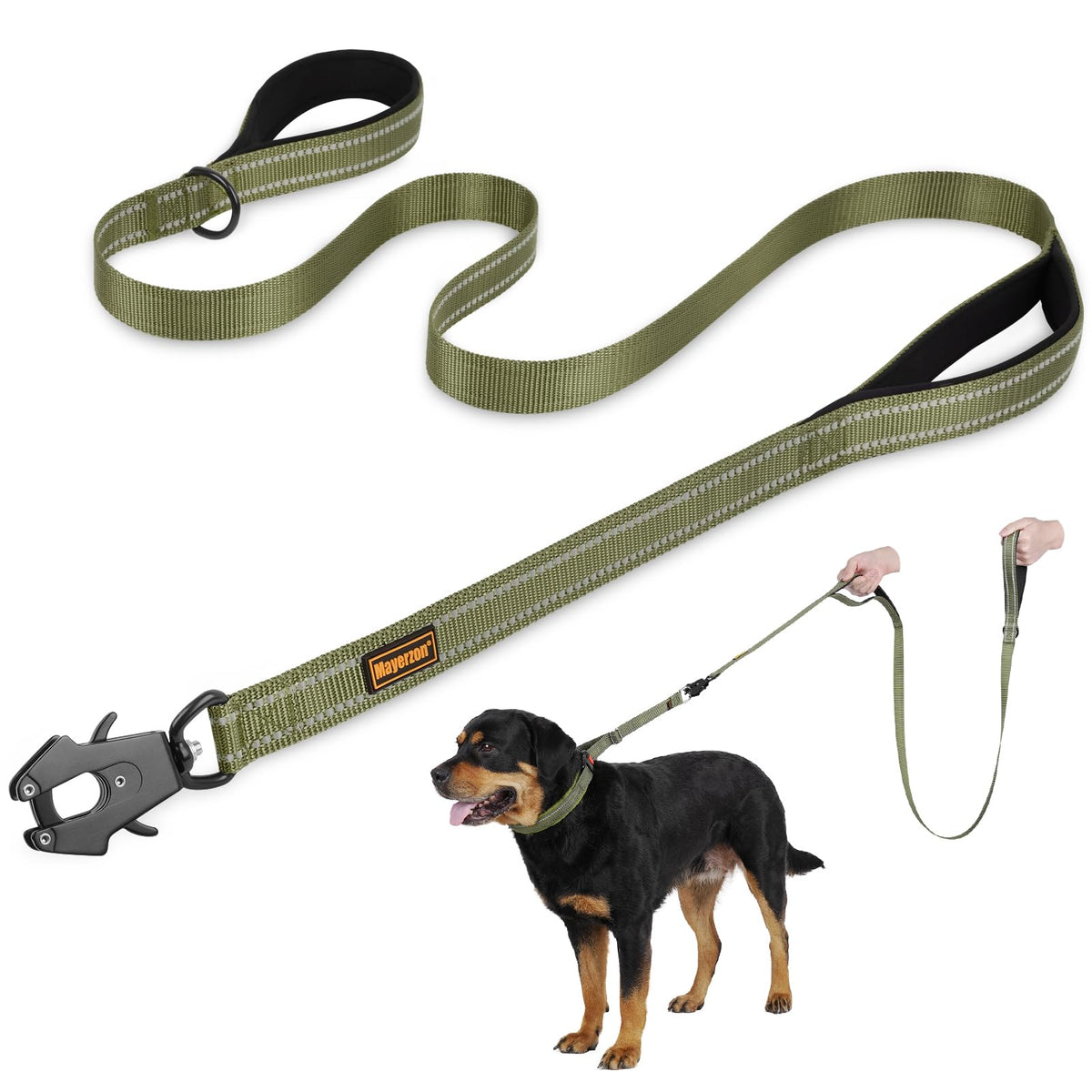 Mayerzon 6FT Tactical Heavy Duty Dog Leash No Pull with 2 Padded Handles