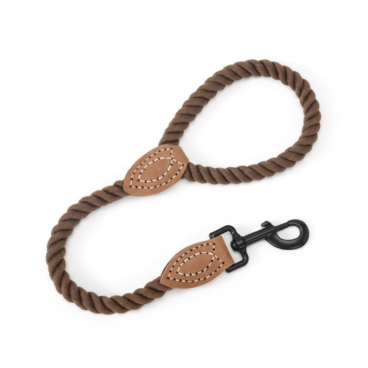 Mile High Life Dog Leash Braided Cotton Rope with Leather-Reinforced Ends