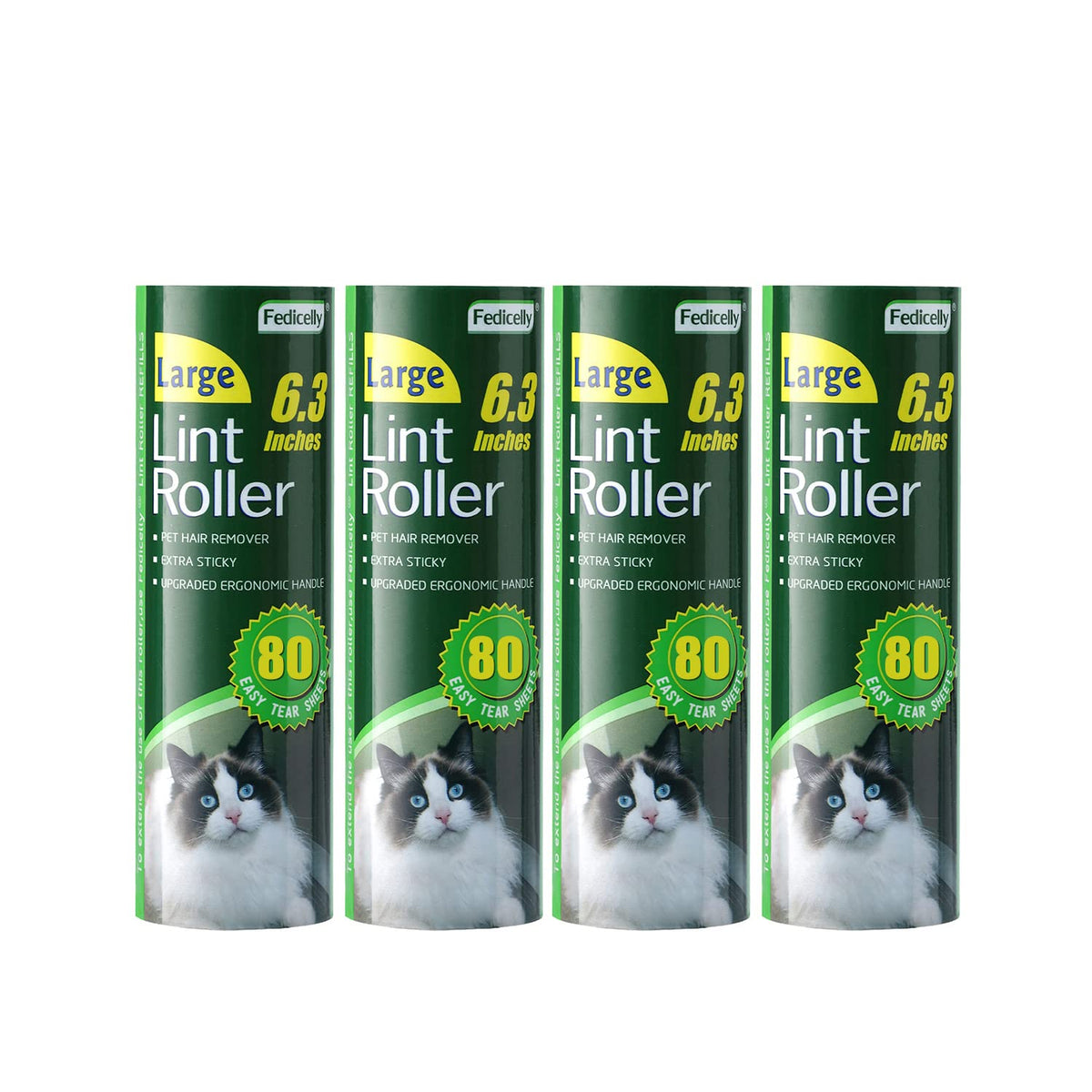 Fedicelly Large Lint Rollers Pet Hair Extra Sticky Floor, Cat Dog Hair Remover Laundry Clothes Carpet Furniture,6.3 inches Wider with 320 Sheets Giant Lint Remover Brush for Couch with Long Handle