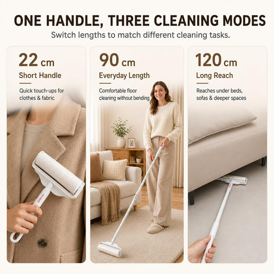 Long Handle Extra Sticky Large Lint Roller for Pet Hair, 6 Rolls 600 Sheets