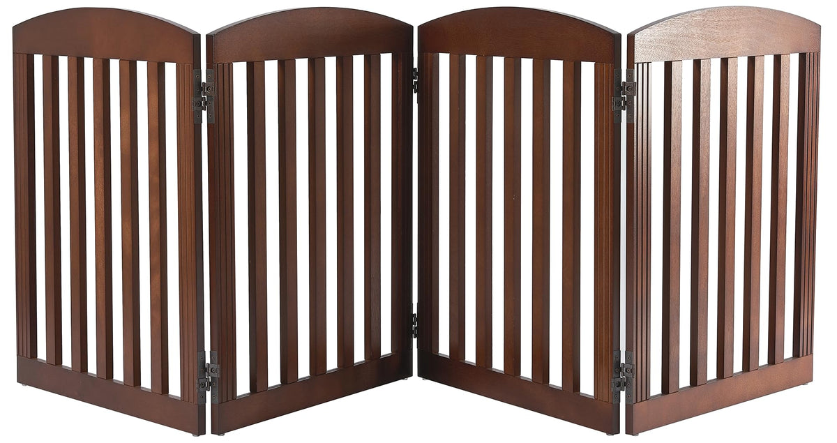 SPIRICH Wooden Freestanding Foldable Dog Gate, 120" Extra Wide 28" Tall