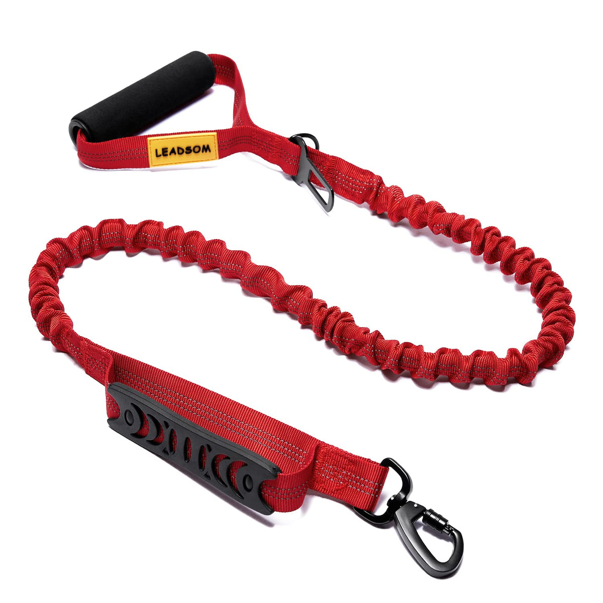 6FT Highly Reflective Heavy Duty Elastic Bungee Medium and Large Dog Leash Shock Absorbing with Comfortable Padded Handle and Traffic Handle Suitable for Training Red