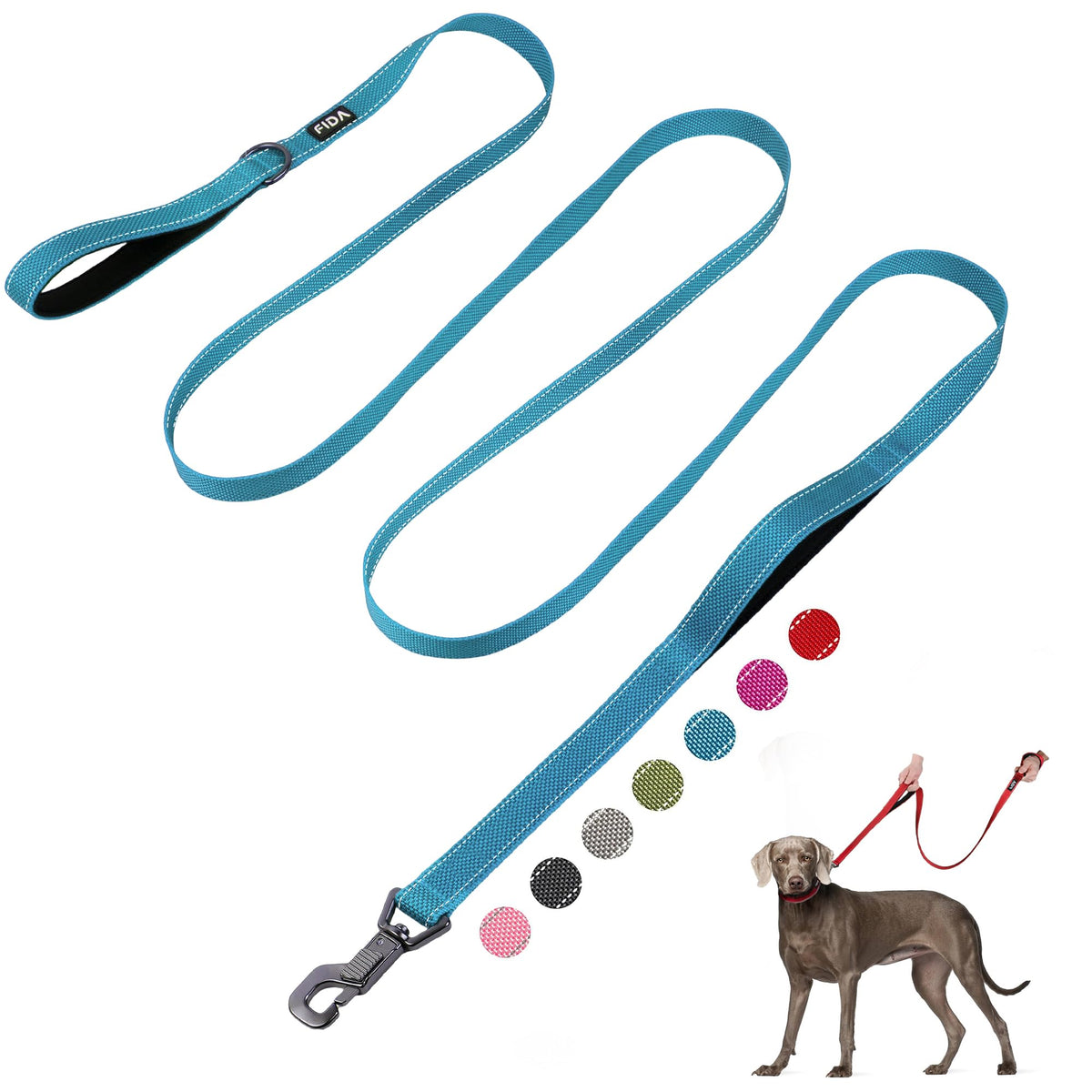 Fida Heavy Duty Dog Leash for Medium Large Dogs, 6 FT, Dual Padded Handles