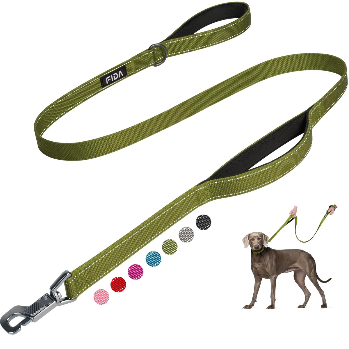 Fida Heavy Duty Dog Leash for Medium Large Dogs, 6 FT, Dual Padded Handles