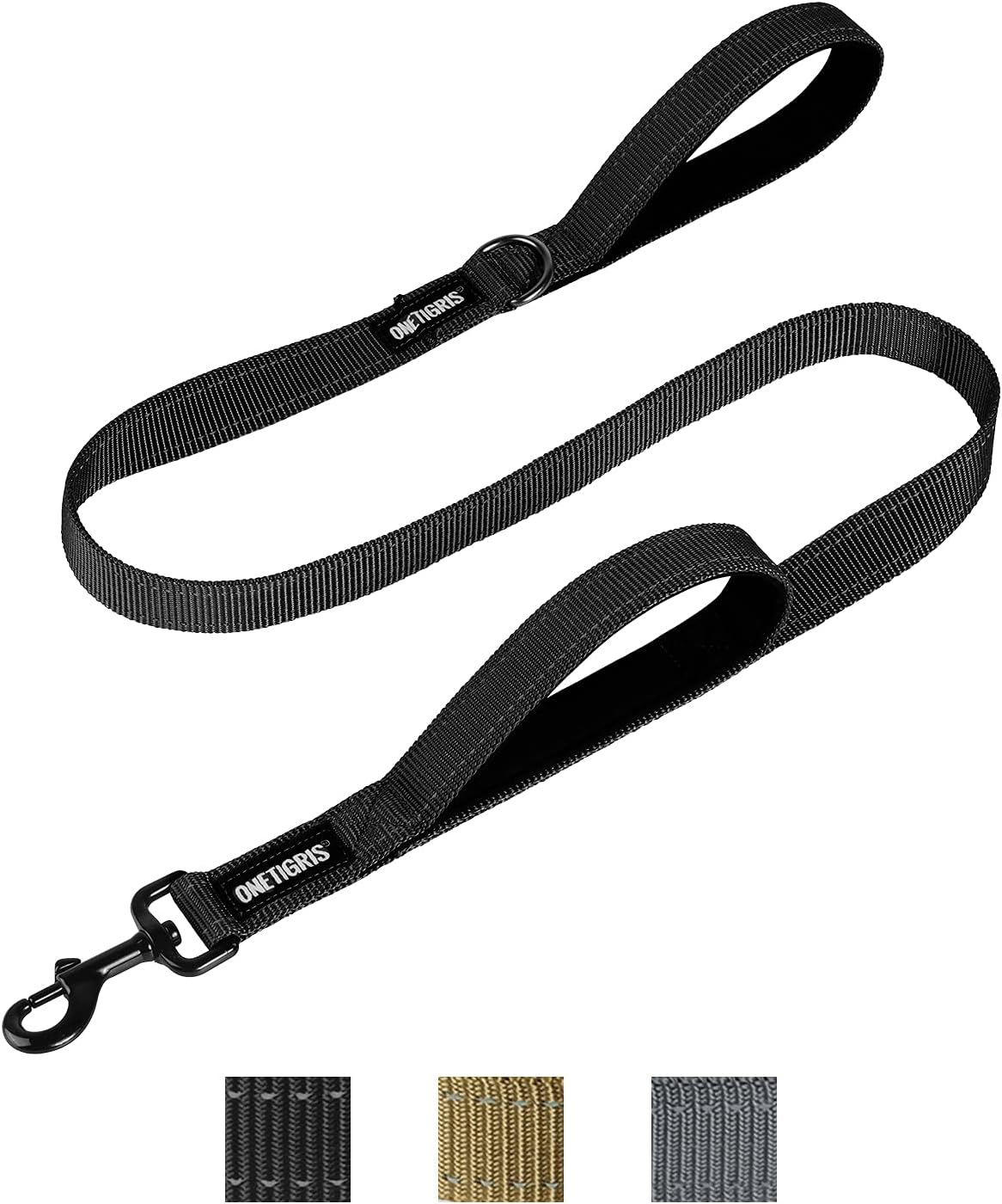 OneTigris No-Pull Dog Leash with Handle for Medium Large Dogs (Black, 4FT)