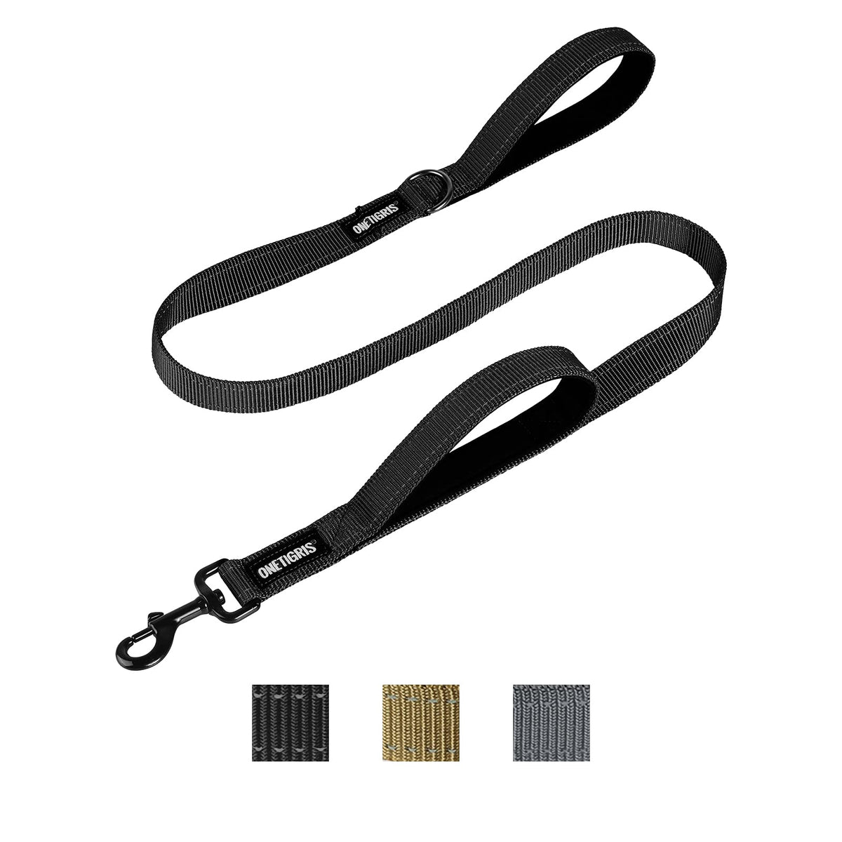 OneTigris No-Pull Dog Leash with Handle for Medium Large Dogs (Black, 4FT)