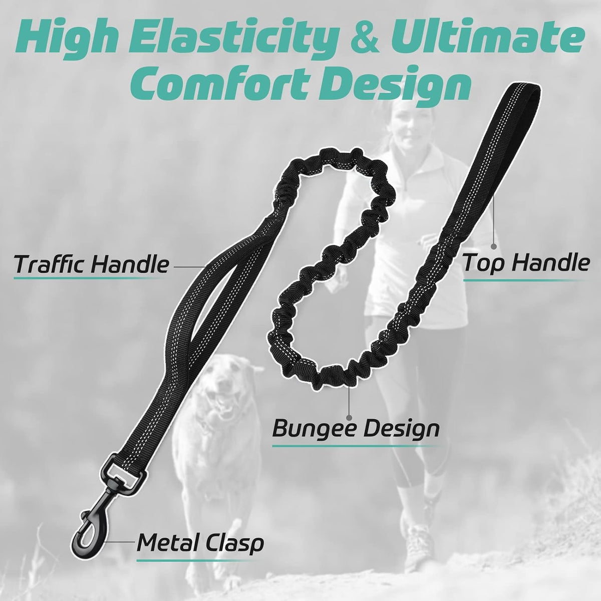 rabbitgoo Tactical Dog Leash, Heavy Duty Training Bungee Lead