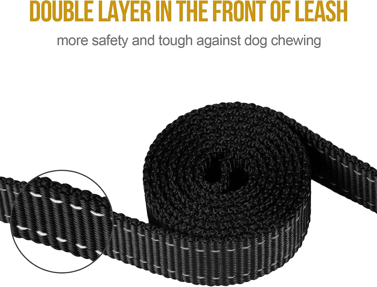 OneTigris No-Pull Dog Leash with Handle for Medium Large Dogs (Black, 4FT)