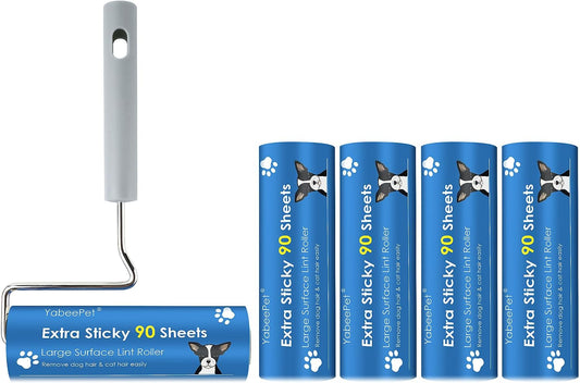 Extra Sticky Large Lint Roller, 6.3", 1 Roller + 4 Refills