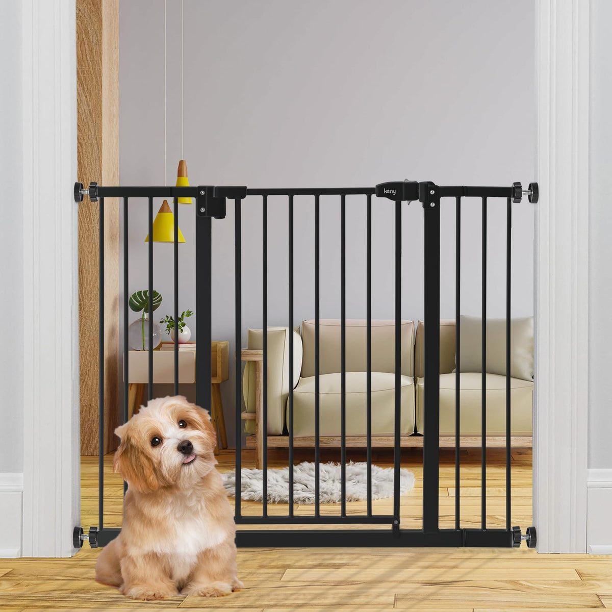 keny 29"-42.5" Baby Gate for Stairs, Auto Close Safety Dog Gate
