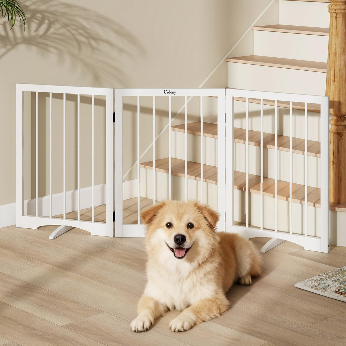 Free Standing Dog Gate Indoor, Foldable Dog Gate for Stairs Doorways