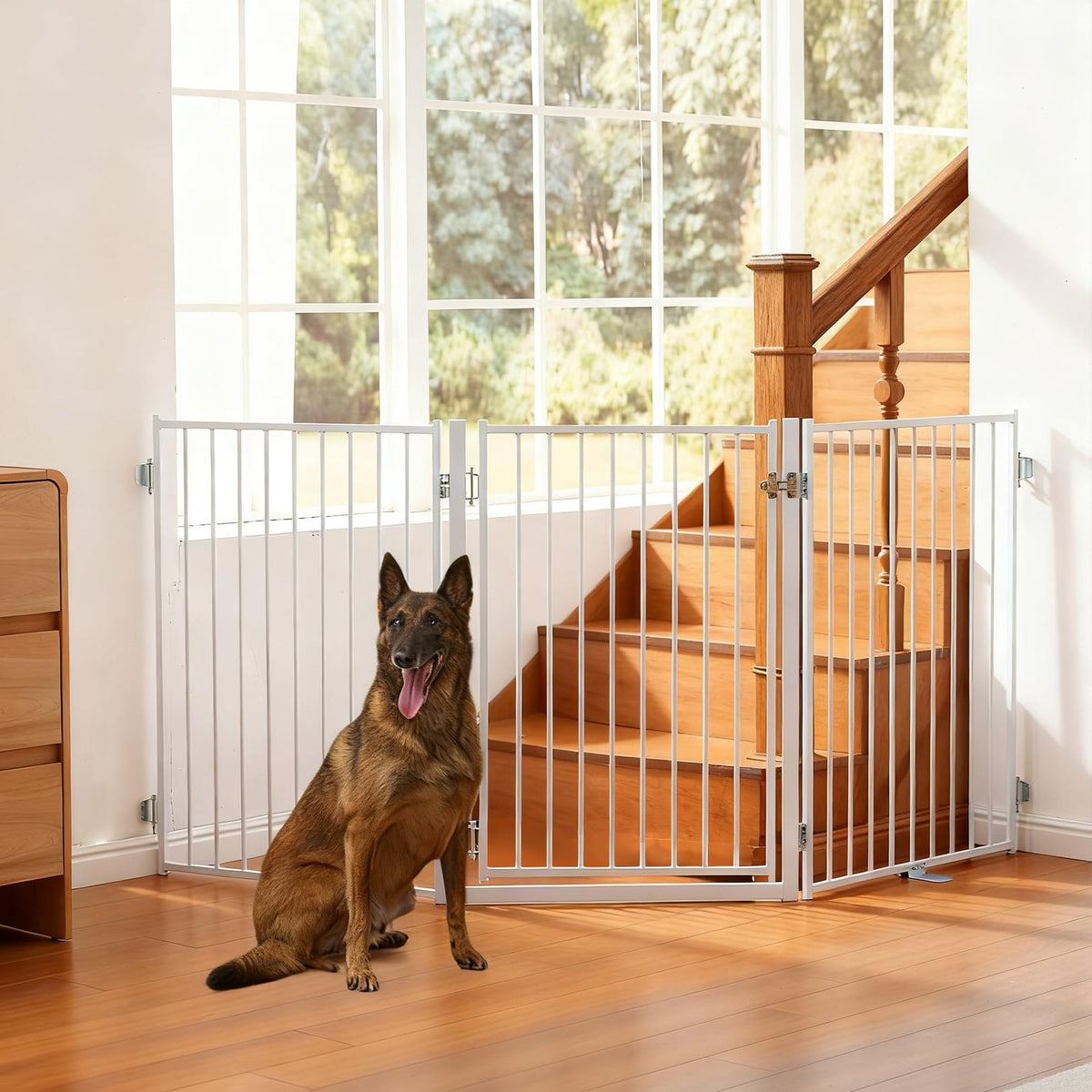No Pawblems Freestanding Dog Gate with Door for Indoor & Outdoor, 36'' Tall