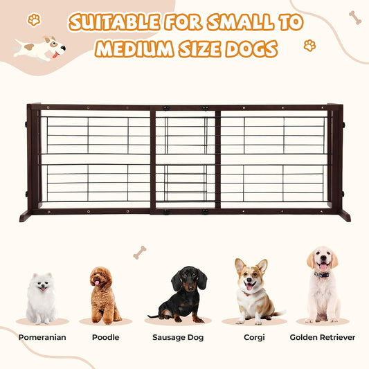 Coziwow 38-67" Freestanding Adjustable Dog Gate, No Drilling, Brown