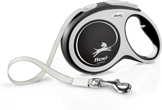 FLEXI® Comfort Nylon Tape Retractable Dog Leash, Large, 26 ft - Grey/Black