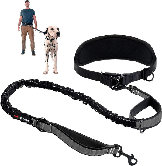 Tuff Pupper Hands Free Bungee Dog Leash, Waist Belt for Running & Walking