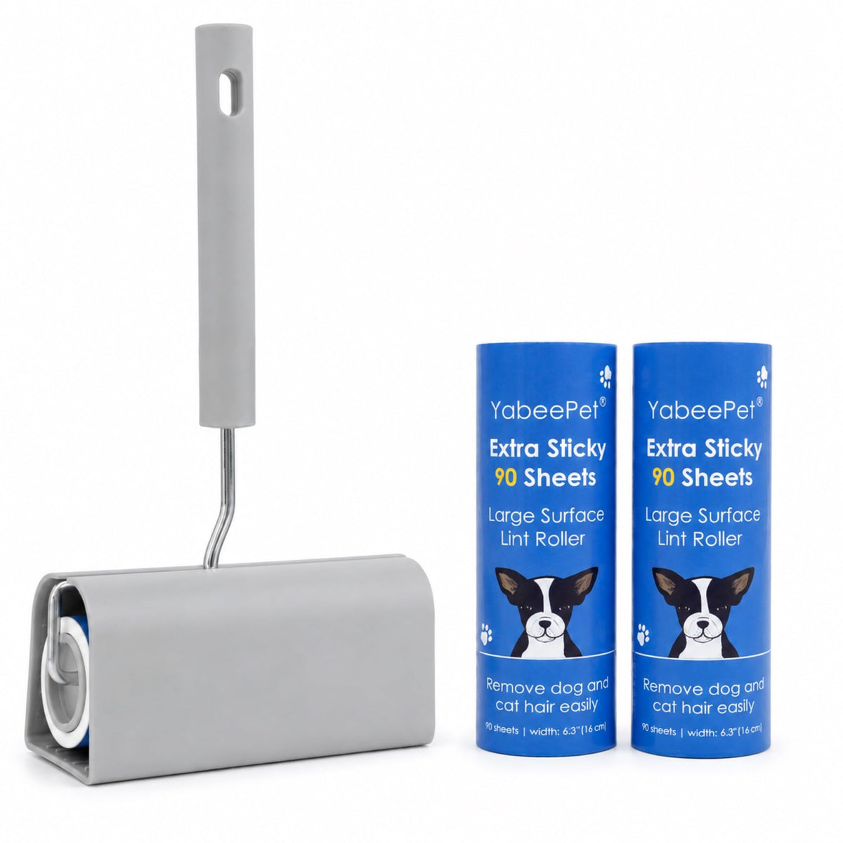 Extra Sticky Large Lint Roller, 6.3", 1 Roller + 4 Refills