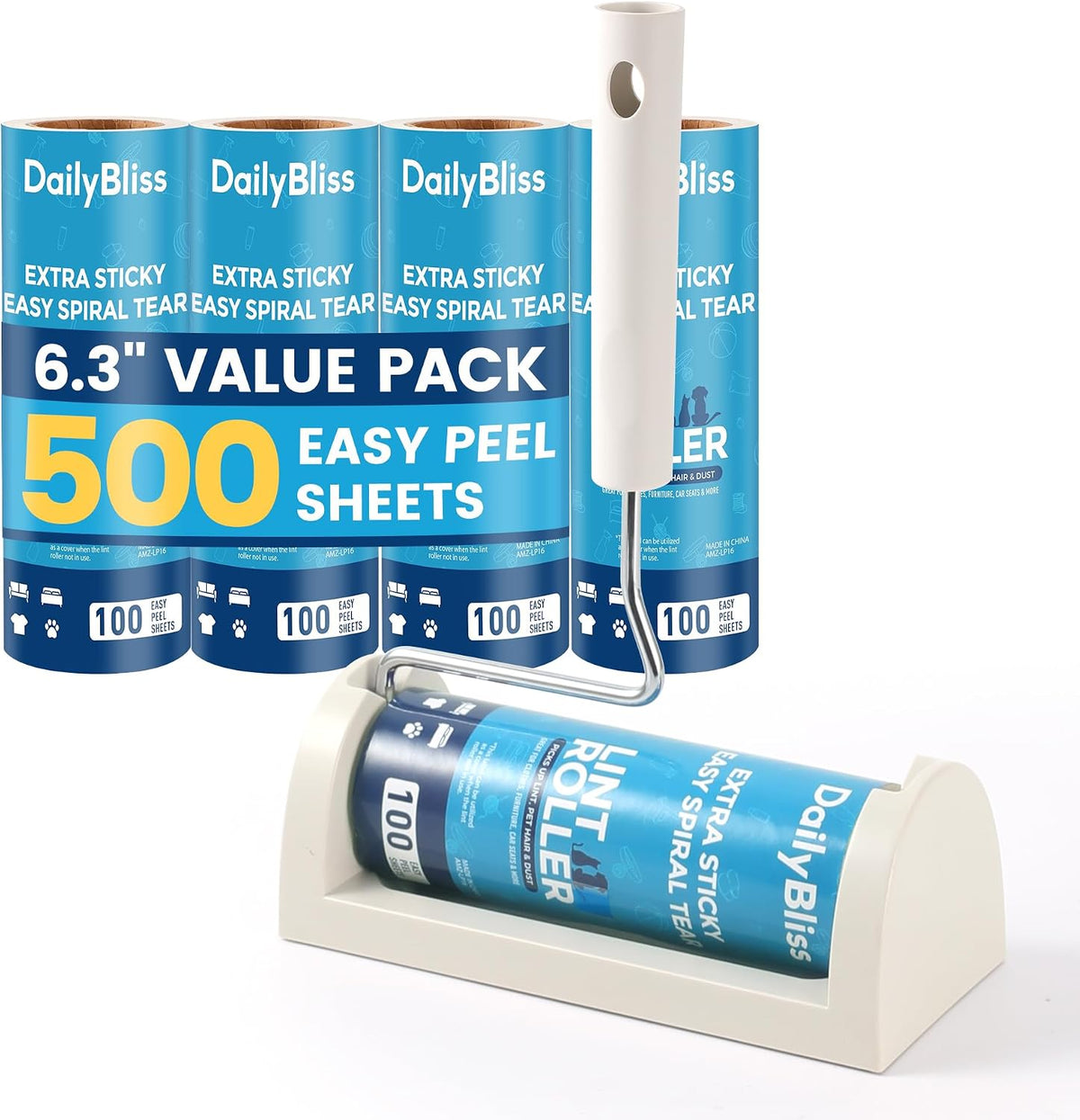 Extra Sticky Large Surface Lint Roller for Pet Hair, 500 Sheets