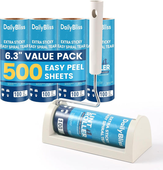 Extra Sticky Large Surface Lint Roller for Pet Hair, 500 Sheets