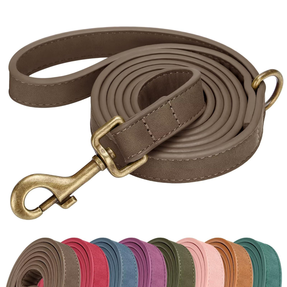 Didog PU Leather Dog Leash for Medium Large Dogs, 3/4in x 5ft, Pink