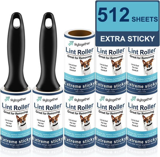 Lint Rollers for Pet Hair, 512 Sheets, 8 Refills + 2 Handles