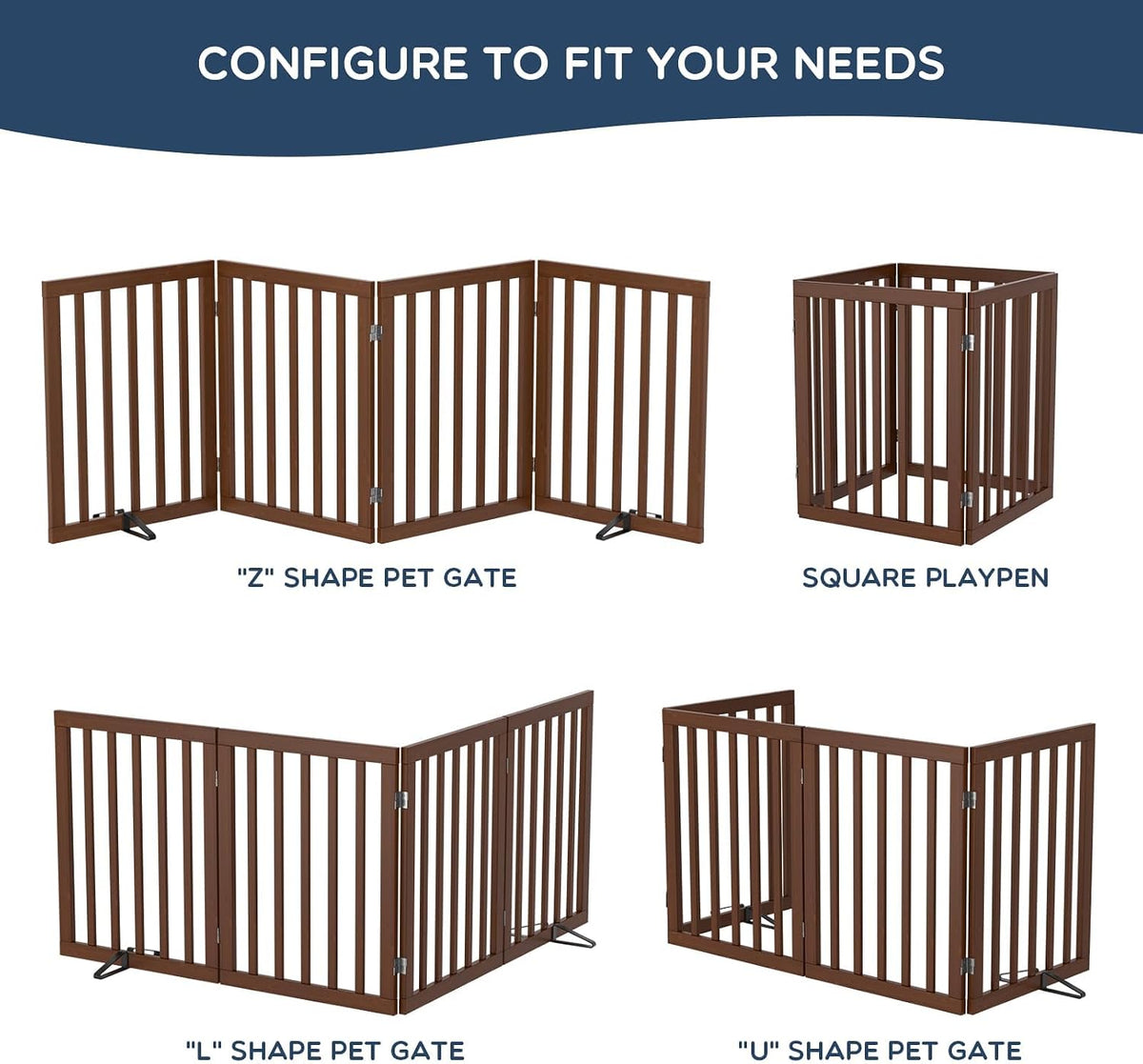 Homykic Freestanding Dog Gate Indoor, 75”W X 24”H Bamboo Pet Gate, Walnut
