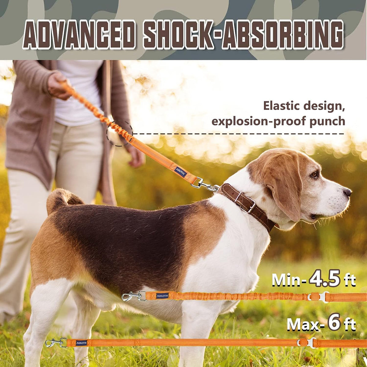 AUROTH Bungee Dog Leash for Large Dogs, No Pull for Shock Absorption