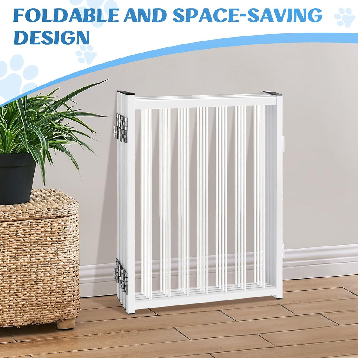 Freestanding Short Dog Gate, 16" Tall Small Pet Gate Easily Step Over
