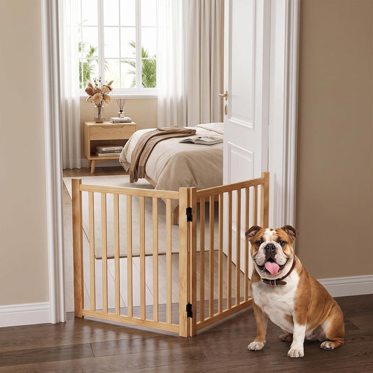 Wooden Freestanding Dog Gates Indoor- 23" Height 2 Panels