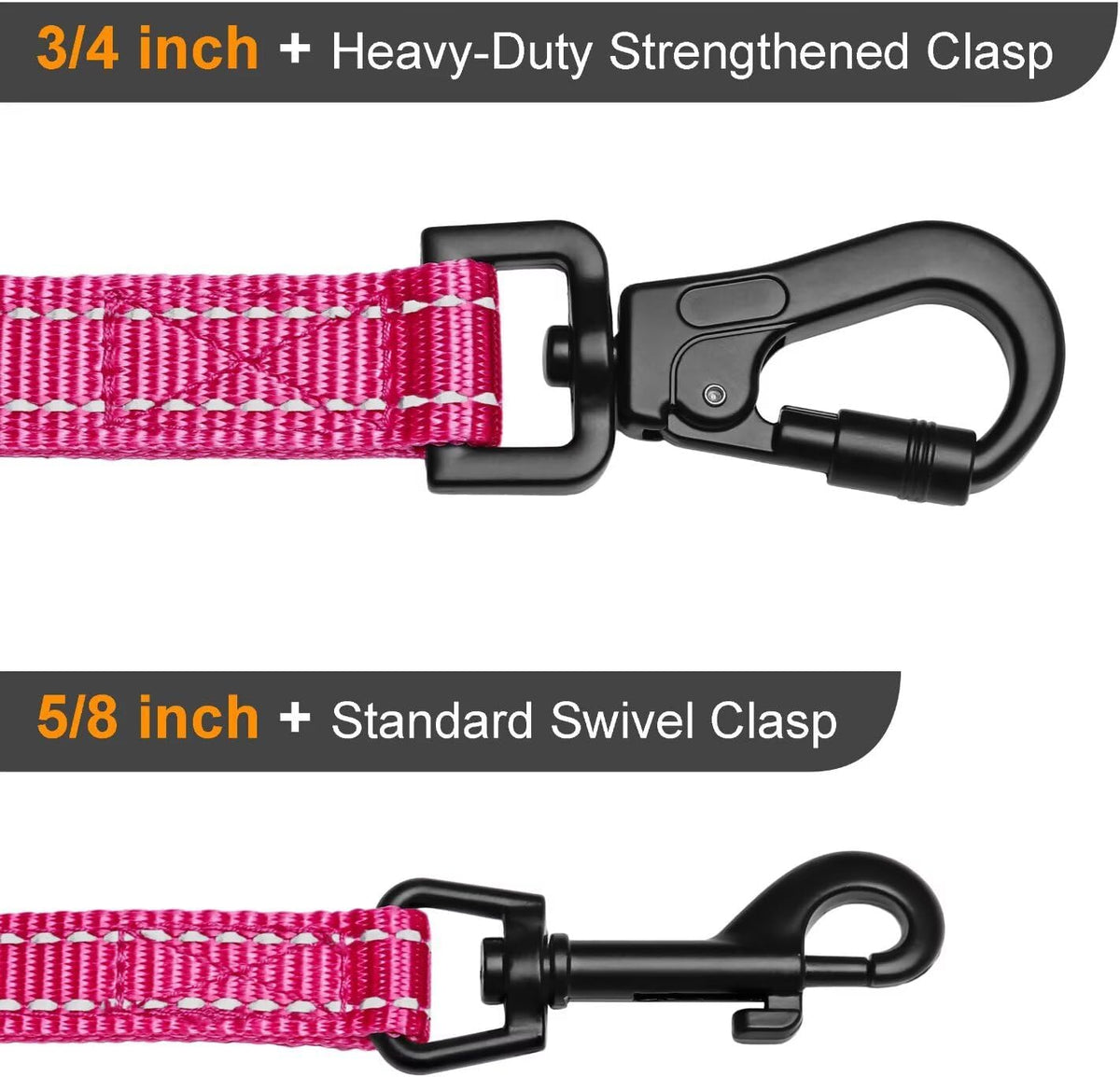 Didog 6FT Reflective Dog Leash for Small Medium Dogs, 5/8" Width, Hot Pink