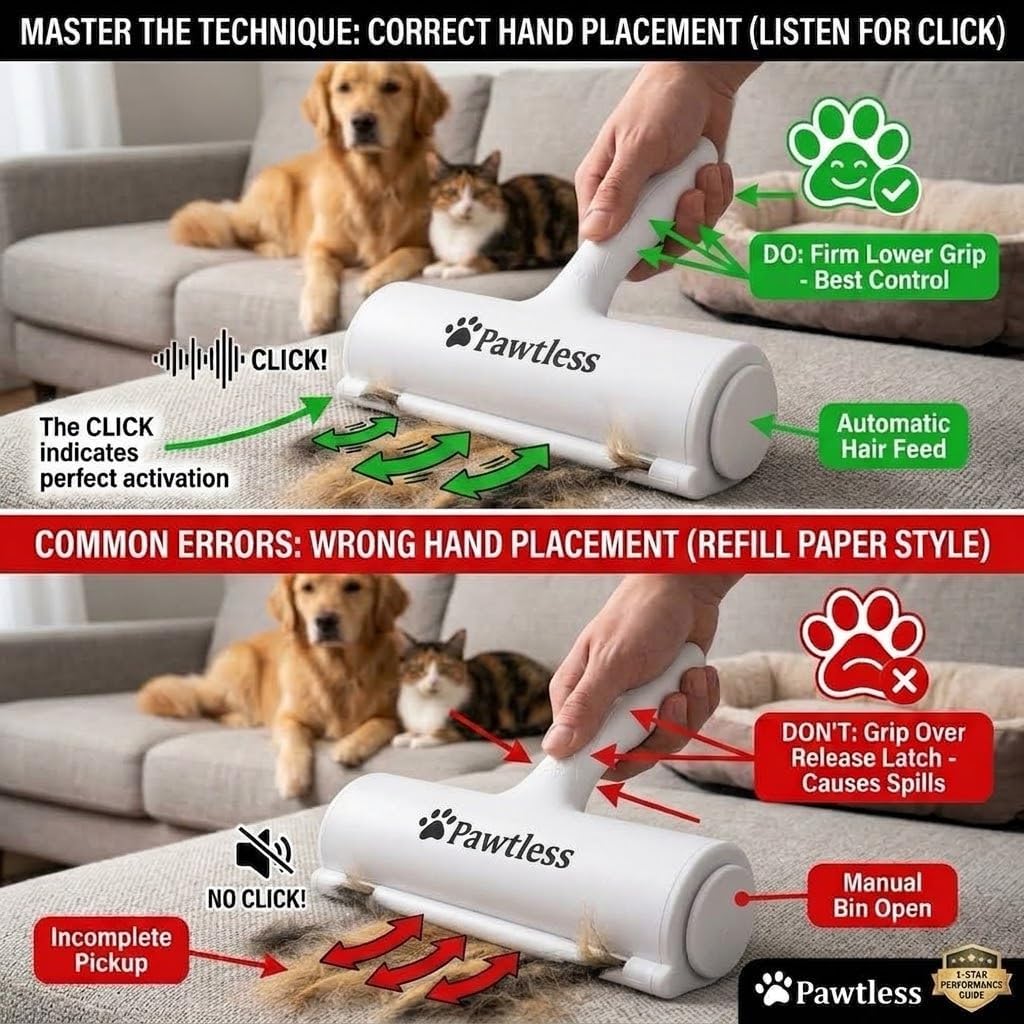 Pet Hair Remover Roller for Couch, Furniture & Carpet – Reusable Dog and Cat Hair Removal Tool, Lint Roller for Cat & Dog on Carpet, Car, Rugs & Bedding – Eco-Friendly, No Refills Needed