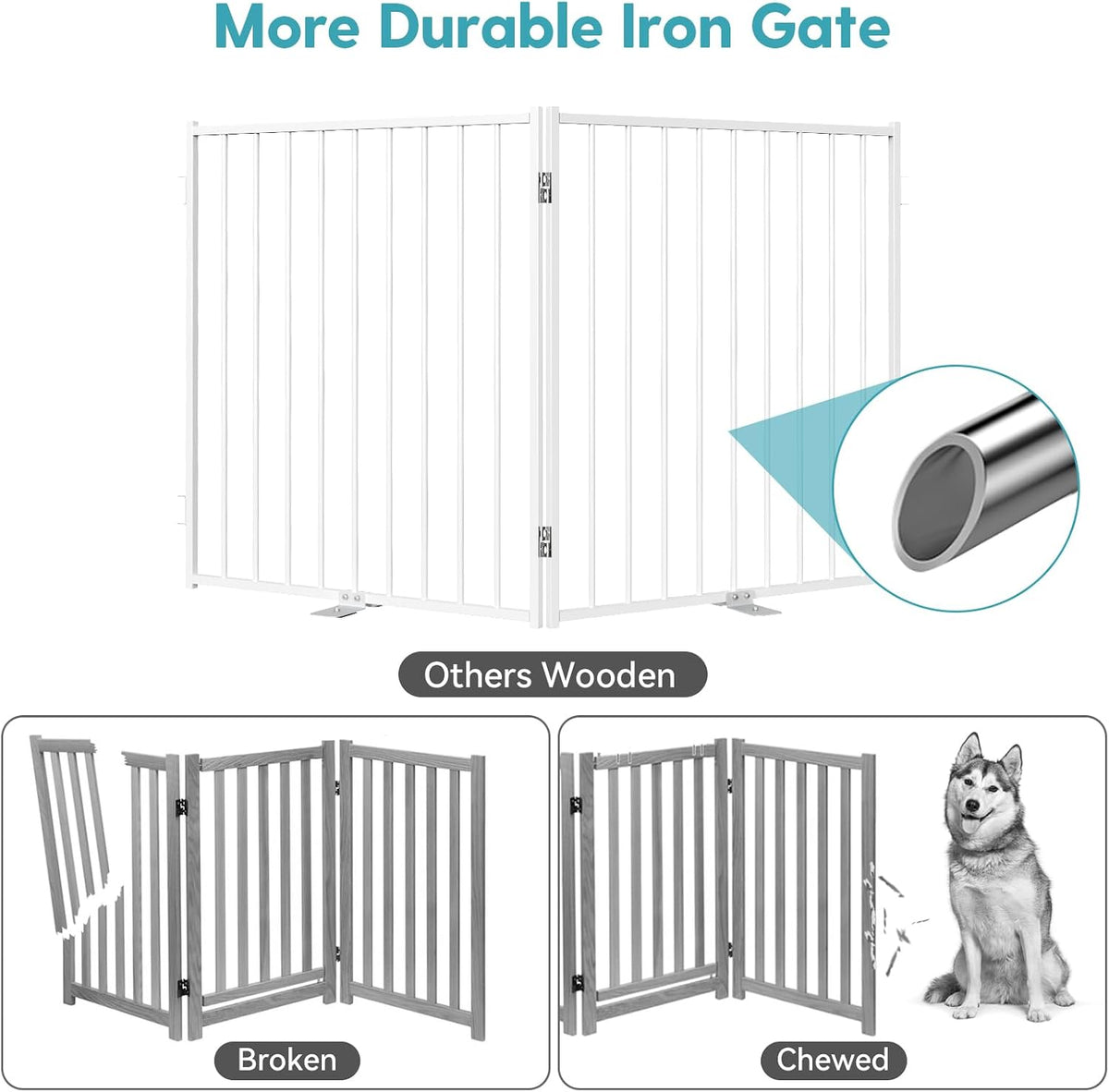 No Pawblems Full Metal Dog Gate Extension, 30" Tall Foldable Panels