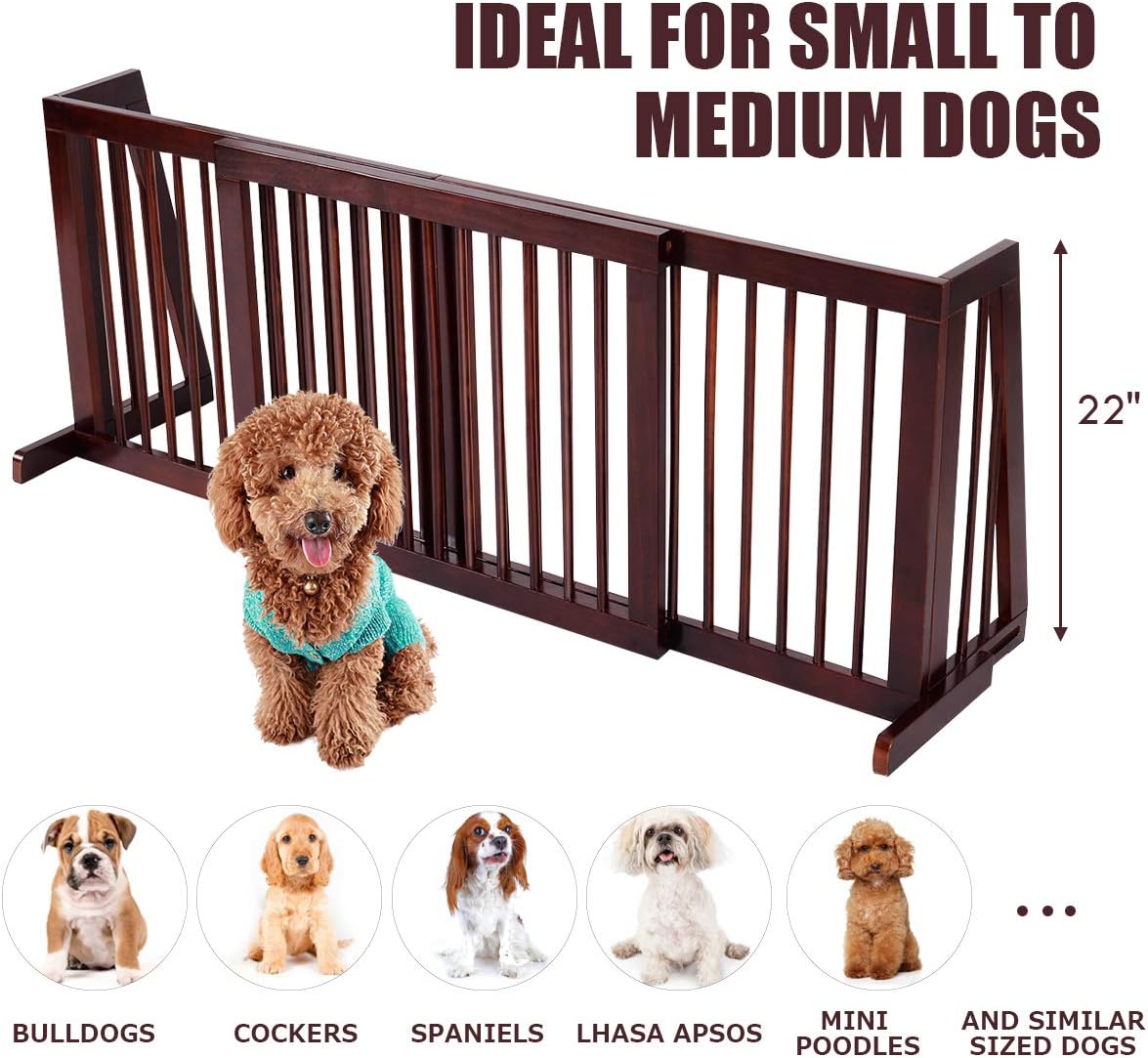 PETSITE Free Standing Retractable Wooden Dog Gate Indoor