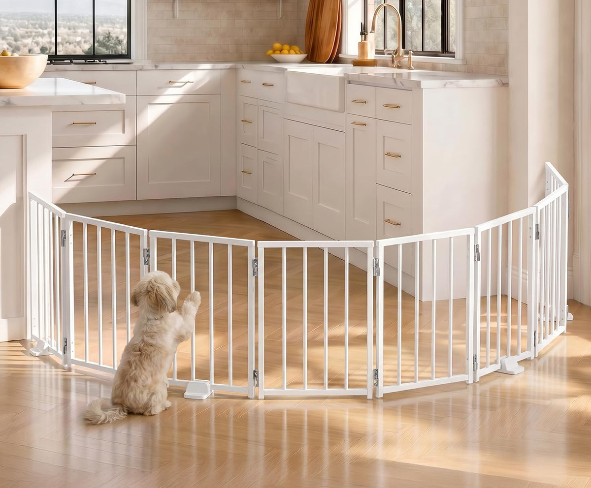 BFNN Small Dog Gate Indoor, Up to 48" W Freestanding Pet/Puppy Fence, Black