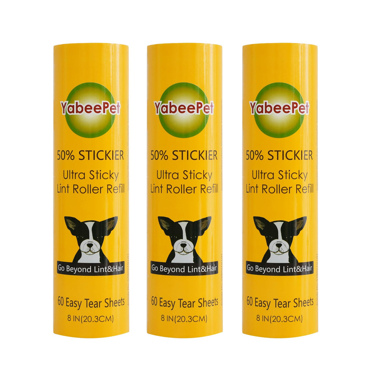 8 inch Large Surface Roller Refill for Scotch-Brite 50% Stickier Lint Roller, Works Great On Pet Hair (60 Sheets per Roll, 6 Pack)